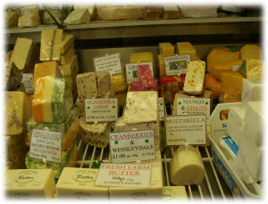 Selection of cheeses at the counter of R.P. Davidson